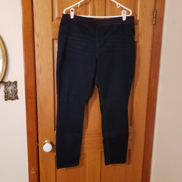 Stretchy Navy Blue Elastic Waist Pants (Preowned) - Picture 1 of 6